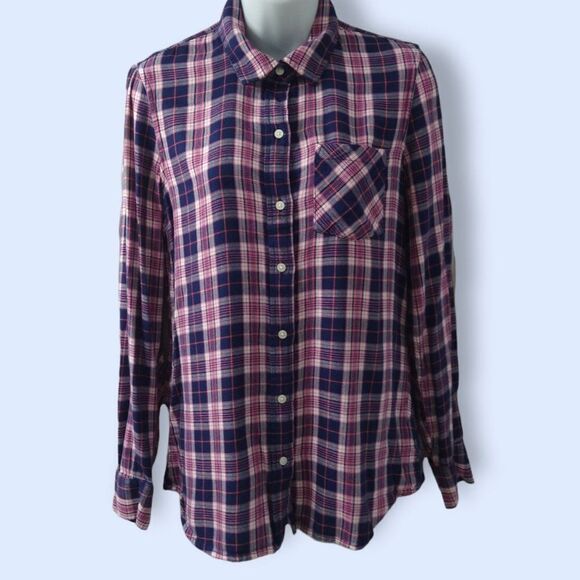 GAP Womens Plaid Button Down Long Sleeved Shirt Blue‎ & Pink Size SZ S - Picture 2 of 5